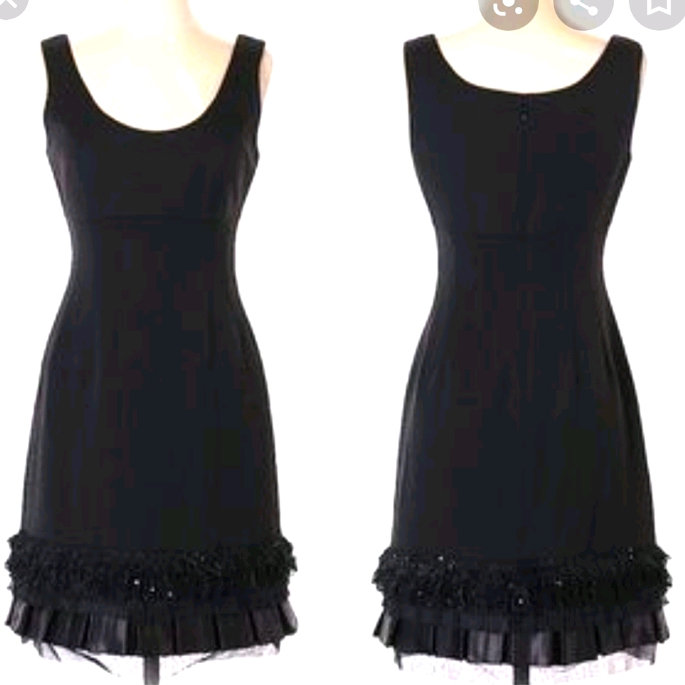 AYSHA black midi dress with embellished hem. 6